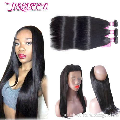 Straight hair 360 frontal full lace with bundles Human Hair lace frontal Brazilian human hair bundle with frontal